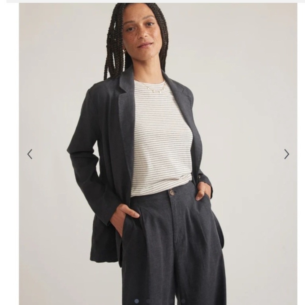 Marine Layer Womens Charcoal Grey Hemp Tencel Blazer Jacket Small 16092
